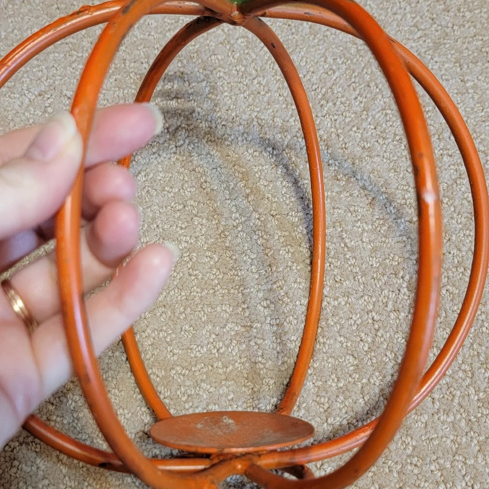 Vintage Pumpkin Metal Rustic Fall Home Decor Candle Holder‎ 16in Tall